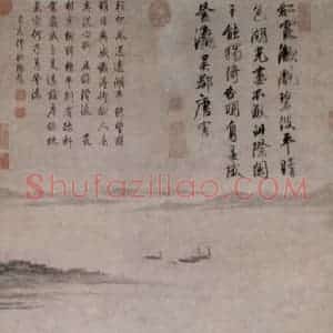 明代 唐寅《湖山一览图》国画山水作品图片赏析