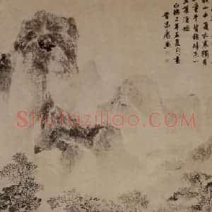 明代 唐寅《江山骤雨图》国画山水作品图片赏析
