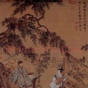 明代 唐寅《琴士图》国画人物作品图片赏析