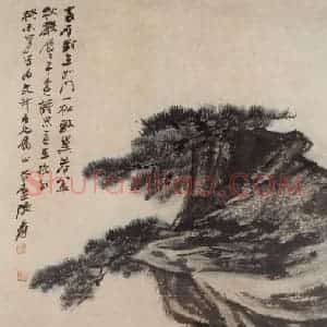 张大千《听松图轴》国画综合作品图片赏析