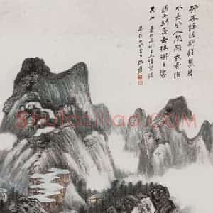 张大千《浮峦暖翠图轴》国画山水作品图片赏析