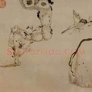 1639年 陈洪绶《梅石蛱蝶图卷》国画花鸟写意作品图片赏析