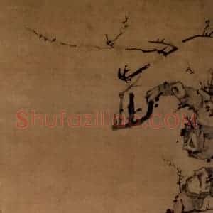 1639年 陈洪绶《梅石图轴》国画花鸟写意作品图片赏析