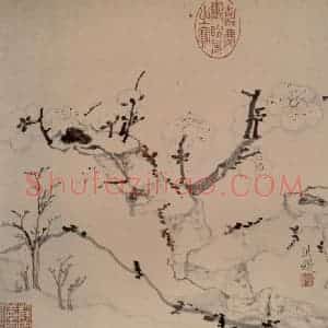 1645年 陈洪绶《杂画册》国画花鸟写意作品图片赏析
