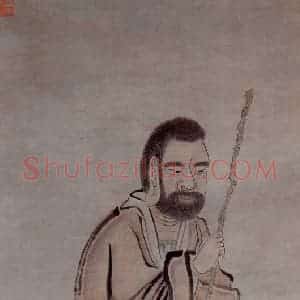 1645年 陈洪绶《达摩禅师像轴》国画人物工笔作品图片赏析