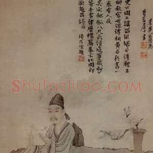 1645年 陈洪绶《张荀翁像轴》国画人物工笔作品图片赏析