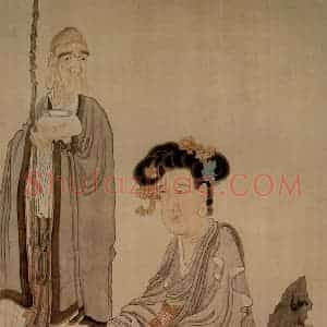 1647年 陈洪绶《观音罗汉图轴》国画人物工笔作品图片赏析