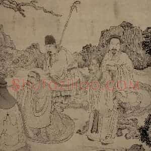 1647年 陈洪绶《雅集图卷》国画人物工笔作品图片赏析