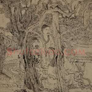 1647年 陈洪绶《雅集图卷》国画人物工笔作品图片赏析