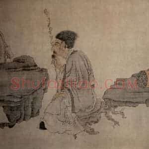 1647年 陈洪绶《高隐图卷》国画人物工笔作品图片赏析