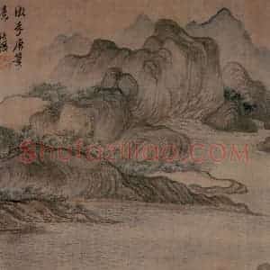 1647年 陈洪绶《杂画册》国画山水工笔作品图片赏析