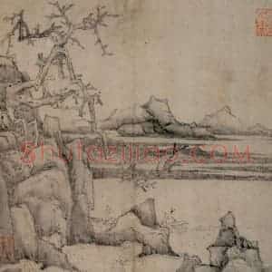 1647年 陈洪绶《梅竹山水图册》国画山水工笔作品图片赏析