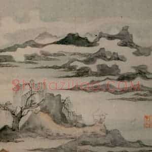 1647年 陈洪绶《梅竹山水图册》国画山水工笔作品图片赏析
