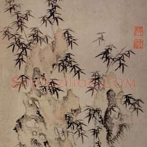 1647年 陈洪绶《梅竹山水图册》国画花鸟工笔作品图片赏析