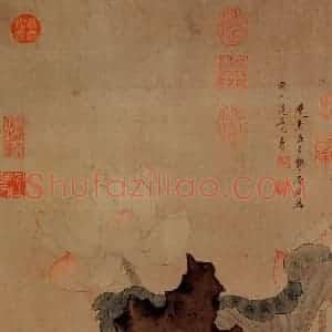 1647年 陈洪绶《荷花图轴》国画花鸟工笔作品图片赏析