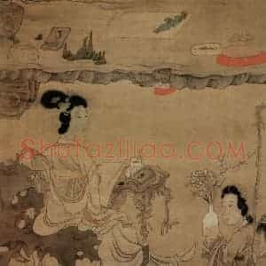 1649年 陈洪绶《吟梅图轴》国画人物工笔作品图片赏析