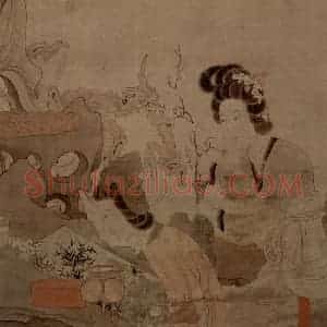 1649年 陈洪绶《授徒图轴》国画人物工笔作品图片赏析