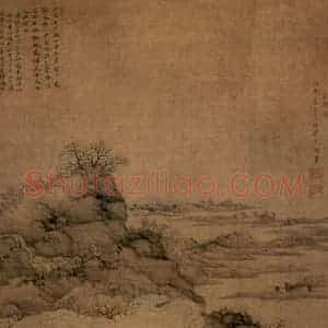 1649年 陈洪绶《梅花书屋图轴》国画山水工笔作品图片赏析
