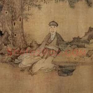 1649年 陈洪绶《何天章行乐图卷》国画人物工笔作品图片赏析