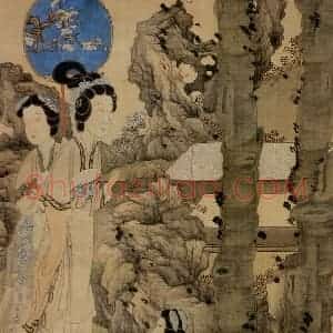 1649年 陈洪绶《眷秋图轴》国画人物工笔作品图片赏析