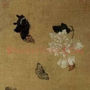 1649年 陈洪绶《百蝶图卷》国画花鸟工笔作品图片赏析