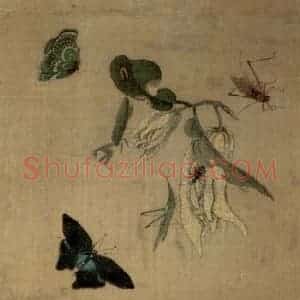 1649年 陈洪绶《百蝶图卷》国画花鸟工笔作品图片赏析