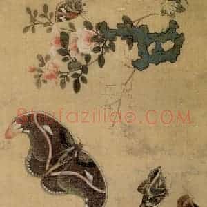 1649年 陈洪绶《百蝶图卷》国画花鸟工笔作品图片赏析