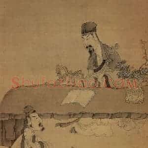 1651年 陈洪绶《索句图轴》国画人物工笔作品图片赏析