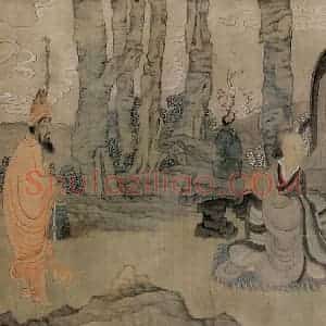 1651年 陈洪绶《问道图卷》国画人物工笔作品图片赏析