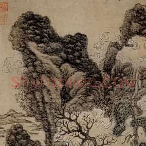 1651年 陈洪绶《杂画册》国画山水工笔作品图片赏析
