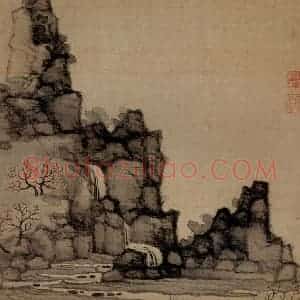 1651年 陈洪绶《杂画册》国画山水工笔作品图片赏析