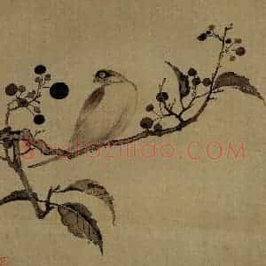 1651年 陈洪绶《杂画册》国画花鸟工笔作品图片赏析