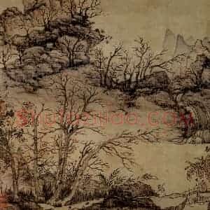 1651年 陈洪绶《模古图》国画山水工笔作品图片赏析