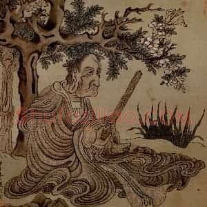 1651年 陈洪绶《模古图》国画人物工笔作品图片赏析
