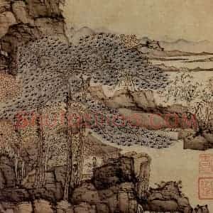 1651年 陈洪绶《模古图》国画山水工笔作品图片赏析