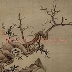 1651年 陈洪绶《模古图》国画山水写意作品图片赏析