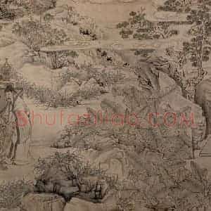 1725年 陈洪绶《西园雅集图卷》国画人物工笔作品图片赏析