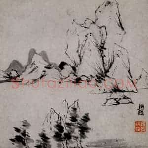 1619年 陈洪绶《模古图》国画山水写意作品图片赏析