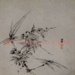 1619年 陈洪绶《模古图》国画花鸟写意作品图片赏析