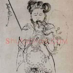 1620年 陈洪绶《凖提佛母法像轴》国画人物工笔作品图片赏析
