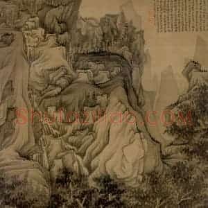 1624年 陈洪绶《五泄山图轴》国画山水工笔作品图片赏析