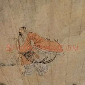 1616年 陈洪绶《人物画扇》国画人物工笔作品图片赏析