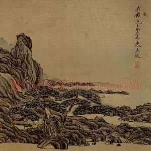 1627年 陈洪绶《父子合册》国画山水工笔作品图片赏析