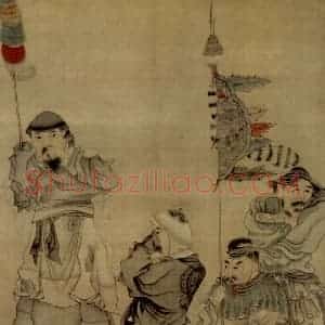 1635年 陈洪绶《苏李泣别图轴》国画人物工笔作品图片赏析