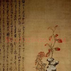 1635年 陈洪绶《冰壶秋色图轴》国画花鸟工笔作品图片赏析