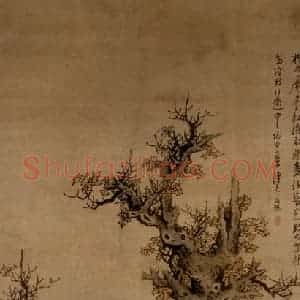 1636年 陈洪绶《杨升庵簪花图轴》国画人物工笔作品图片赏析