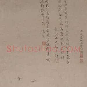 明代 仇英《沙汀鸳鸯图轴》国画花鸟写意作品图片赏析