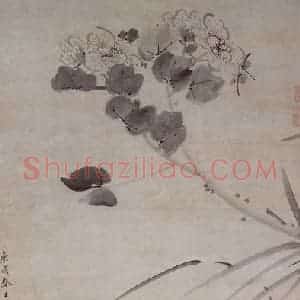 清代 李因《芙蓉鸳鸯图轴》国画花鸟写意作品图片赏析