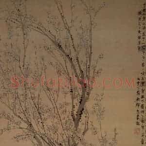 清代 金农《红绿梅花图轴》国画花鸟写意作品图片赏析