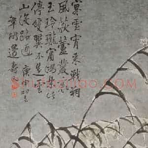 清代 边寿民《芦鹰图轴》国画花鸟写意作品图片赏析